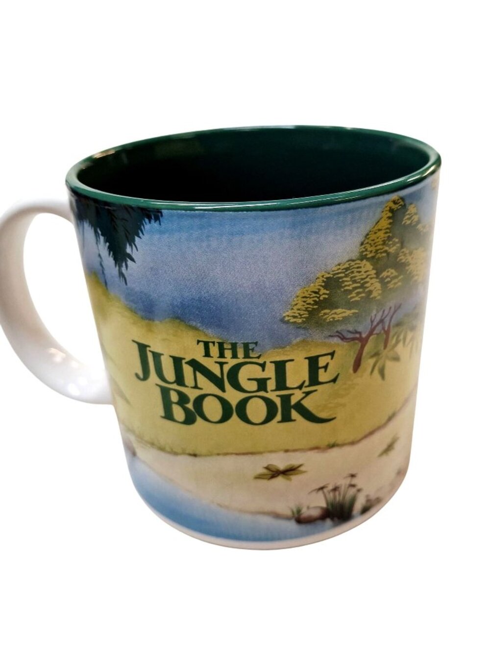 Disney The Jungle Book Ceramic Coffee Mug Jungle Scene White Handle Green Interi
